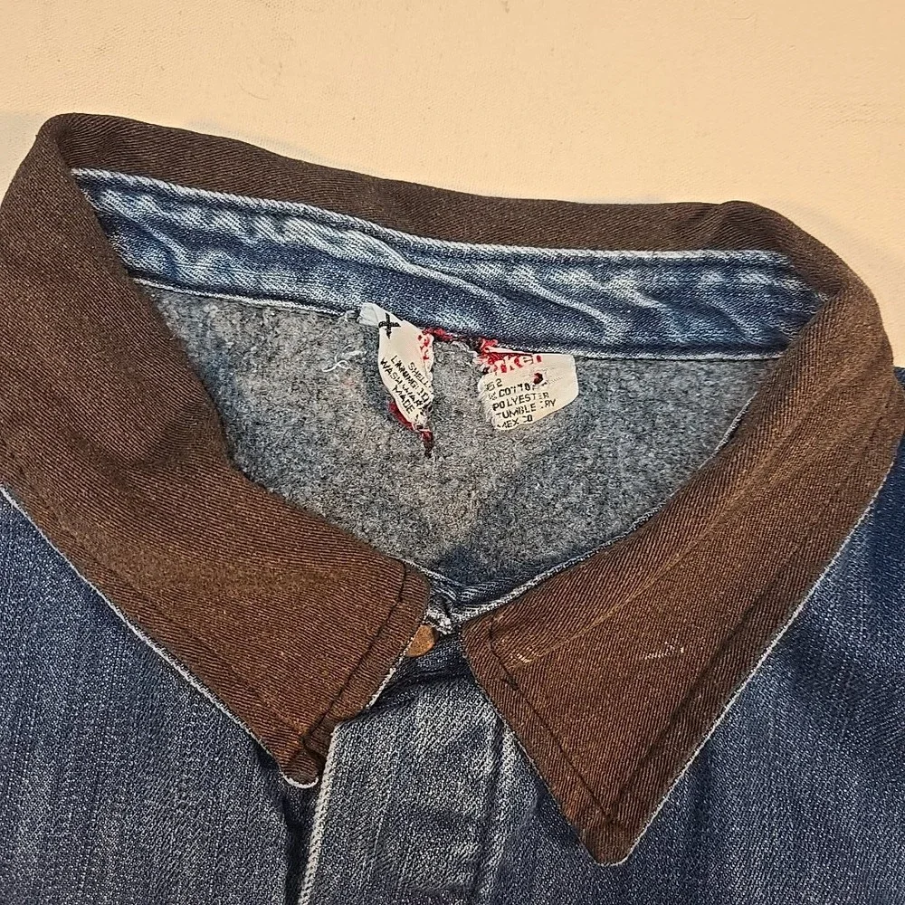 VTG 90s Bob Barker XXL Denim Blanket Lined Prison Chore Coat Brown Corduroy Jail - Picture 4 of 10